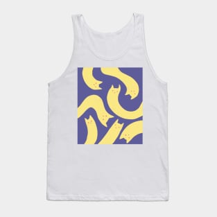 cat pattern aesthetic illustration purple yellow Tank Top